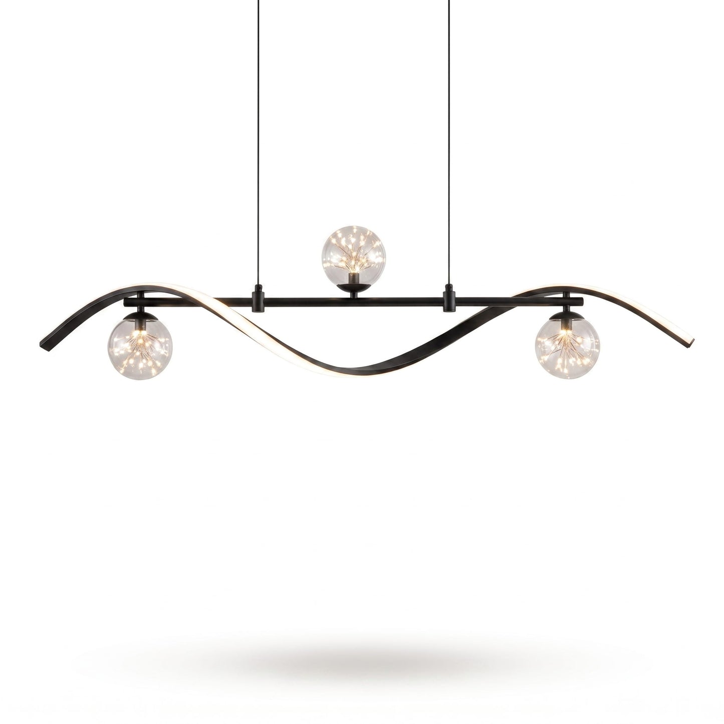 Rattan Pendant Light for Kitchen Island, 3 Light LED Pendant Lighting, Glass Pendant Light for Dining Room & Living Room, Natural Woven Design