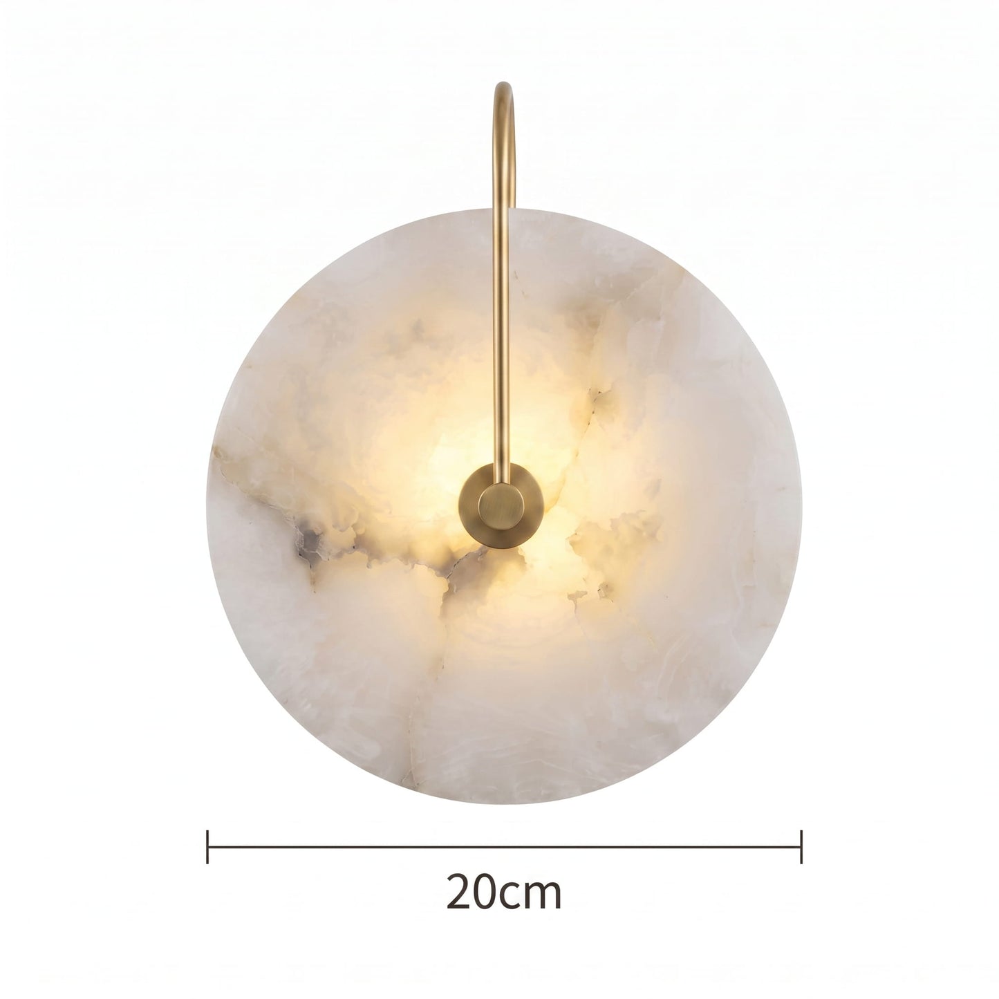 Alabaster Wall Sconce Round Nordic Marble Wall Lamp Metal Base Living Room Bedroom Light Fixture