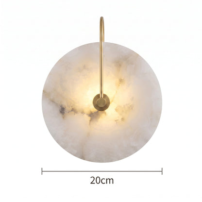 Alabaster Wall Sconce Round Nordic Marble Wall Lamp Metal Base Living Room Bedroom Light Fixture