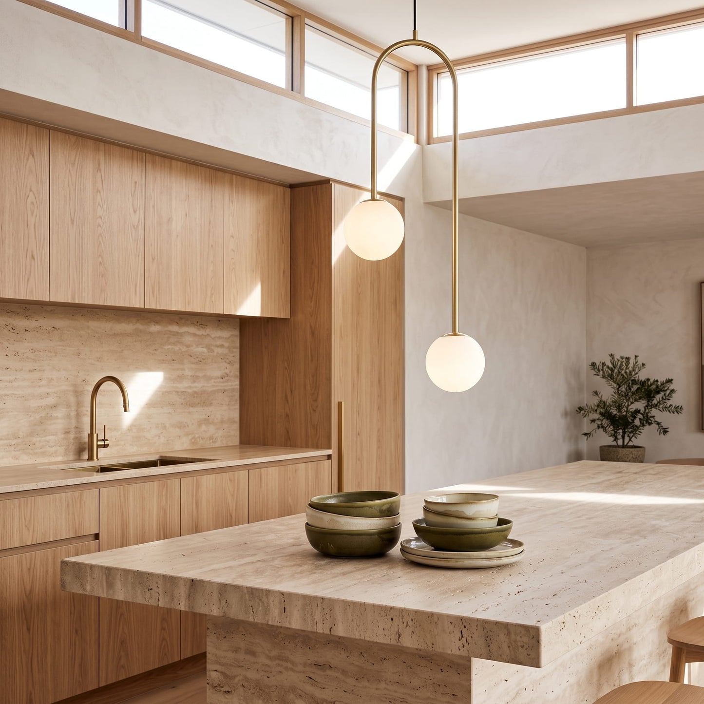 Globe Pendant Light for Kitchen Island, Glass Globe Pendant Light, for Dining Room and Living Room, Golden Iron Frame, Clear Glass Ball Pendant Light