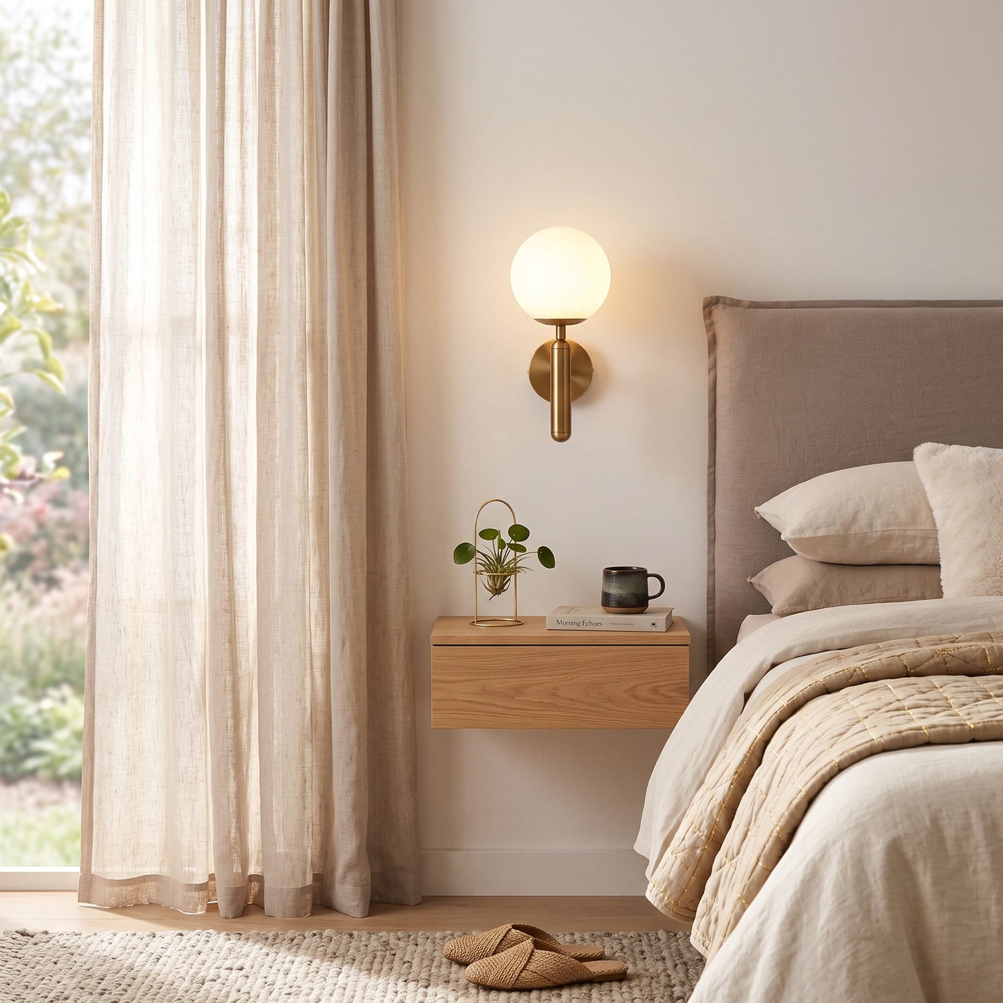 Modern Scandinavian Globe Wall Lamp Sconce, Living Room and Bedroom