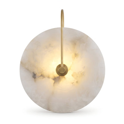 Alabaster Wall Sconce Round Nordic Marble Wall Lamp Metal Base Living Room Bedroom Light Fixture