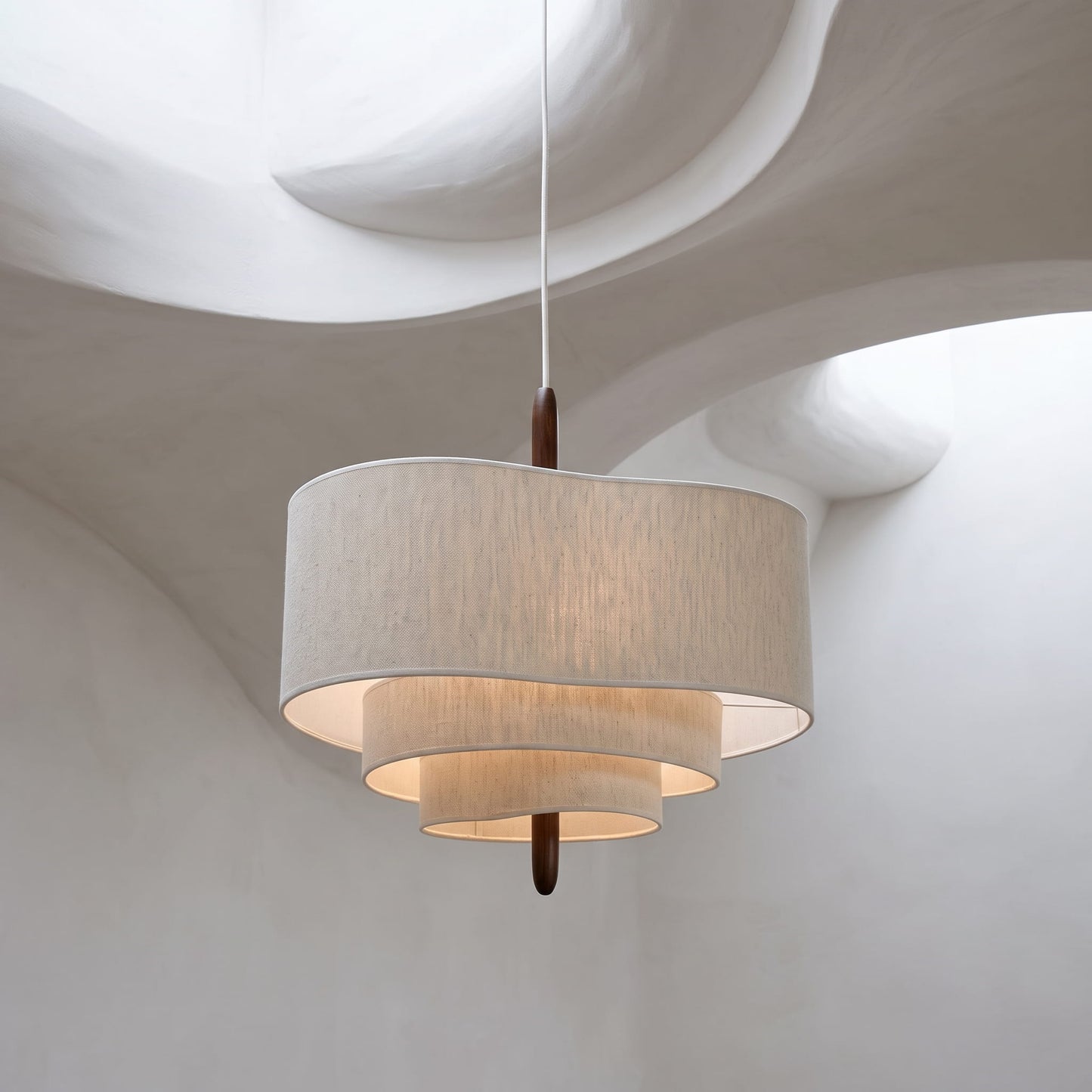 Japanese Style Pendant Light for Living Room, Linen Shade, Hanging Ceiling Light, for Bedroom and Dining Room, Wabi Sabi Design, Natural Minimalist