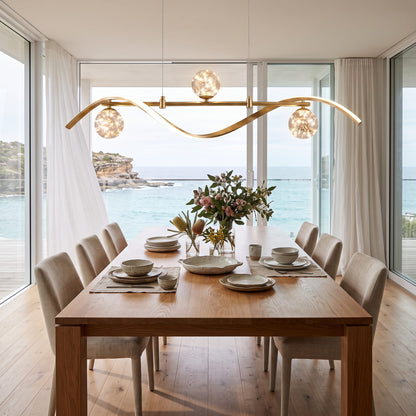 Rattan Pendant Light for Kitchen Island, 3 Light LED Pendant Lighting, Glass Pendant Light for Dining Room & Living Room, Natural Woven Design