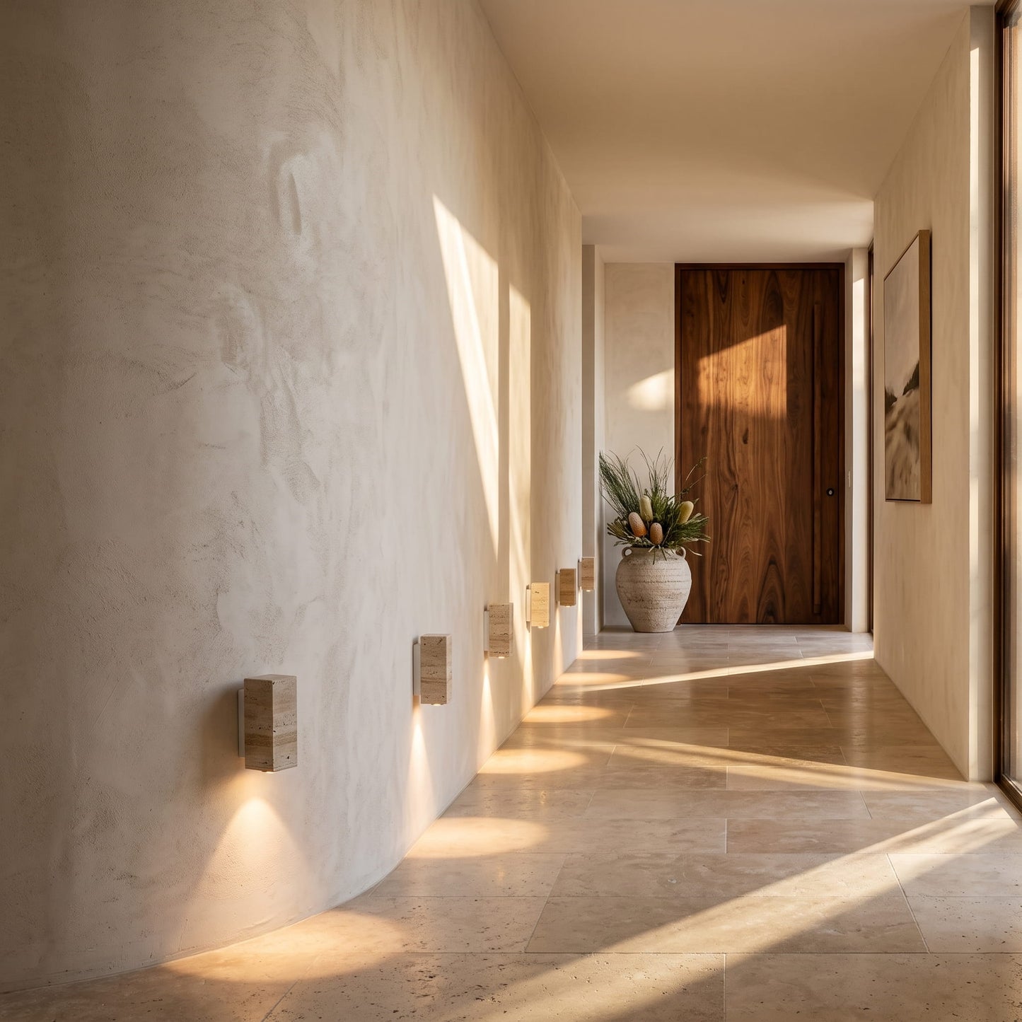 Travertine Wabi-Sabi Square Wall Sconce Light