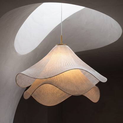 Wavy Petal Pendant Light Fabric Rattan Nordic Ceiling Lamp