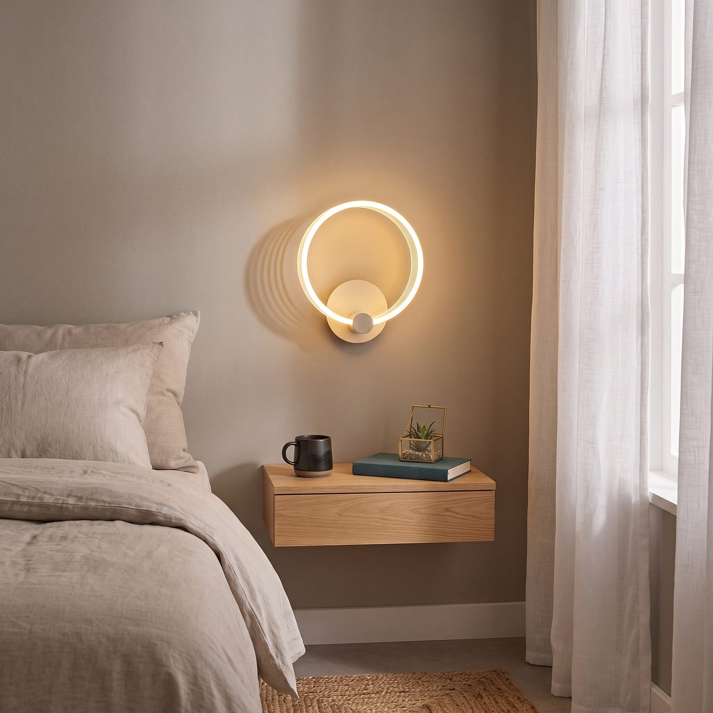 Nordic Modern Metal Butterfly Circle LED Wall Light, Bedside Lamp, Living Room Decoration
