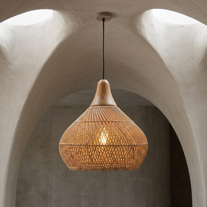 Handwoven Rattan Japandi Pendant Light Fixture