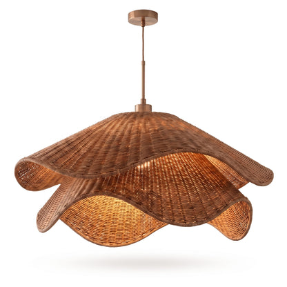 Wavy Petal Pendant Light Fabric Rattan Nordic Ceiling Lamp
