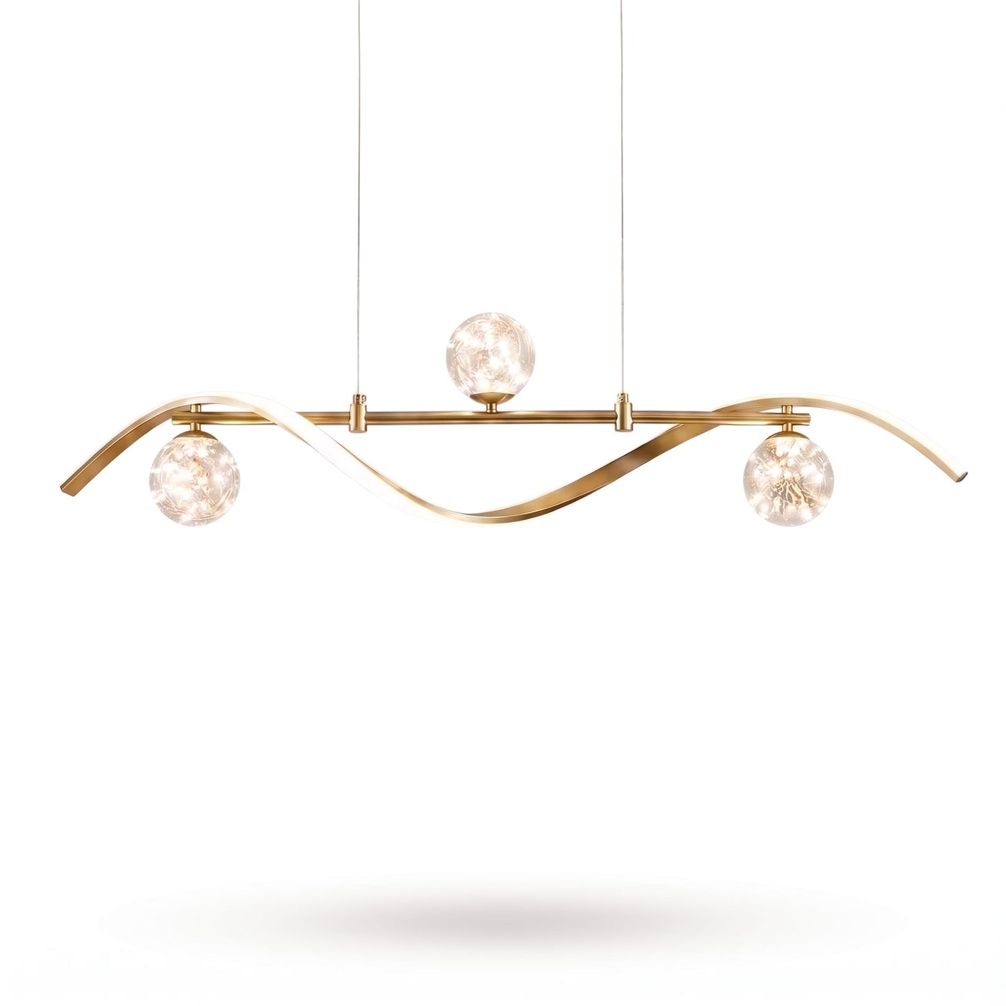 Rattan Pendant Light for Kitchen Island, 3 Light LED Pendant Lighting, Glass Pendant Light for Dining Room & Living Room, Natural Woven Design