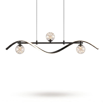 Rattan Pendant Light for Kitchen Island, 3 Light LED Pendant Lighting, Glass Pendant Light for Dining Room & Living Room, Natural Woven Design