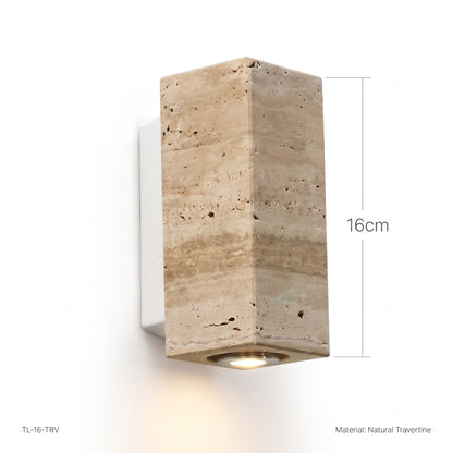 Light Travertine Wall Sconce for Hallway, Light Grey Travertine Design, for Living Room and Bedroom, Natural Stone Wall Light